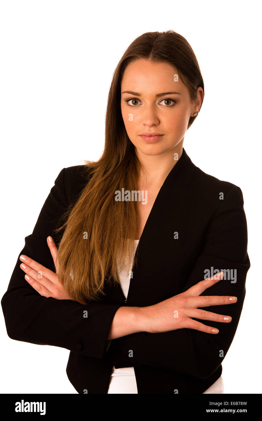 Portrait of young asian woman business woman isolated over white Banque D'Images