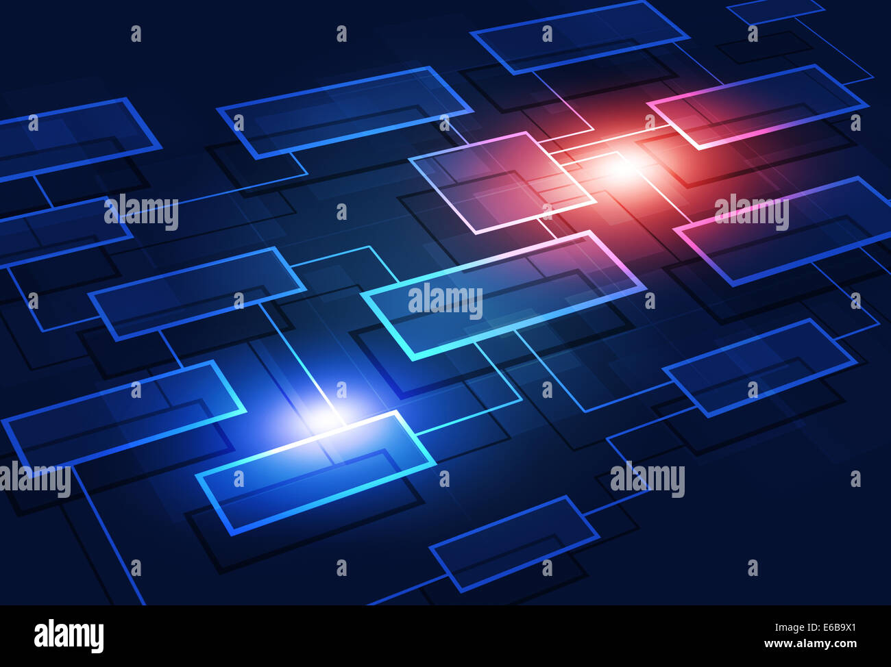 Business communication concept organigramme sur fond bleu Banque D'Images