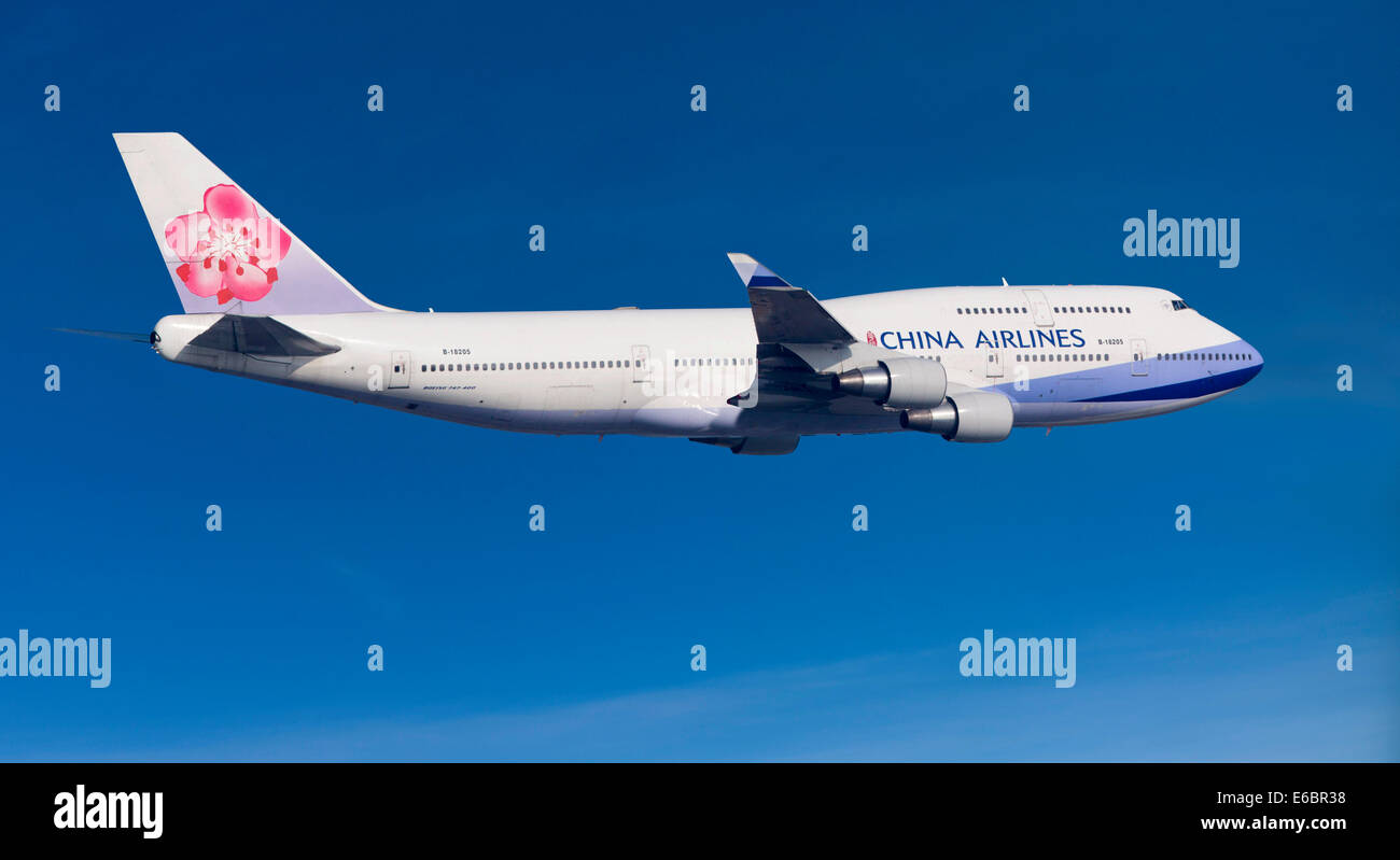 China Airlines Boeing 747-409 en vol Banque D'Images