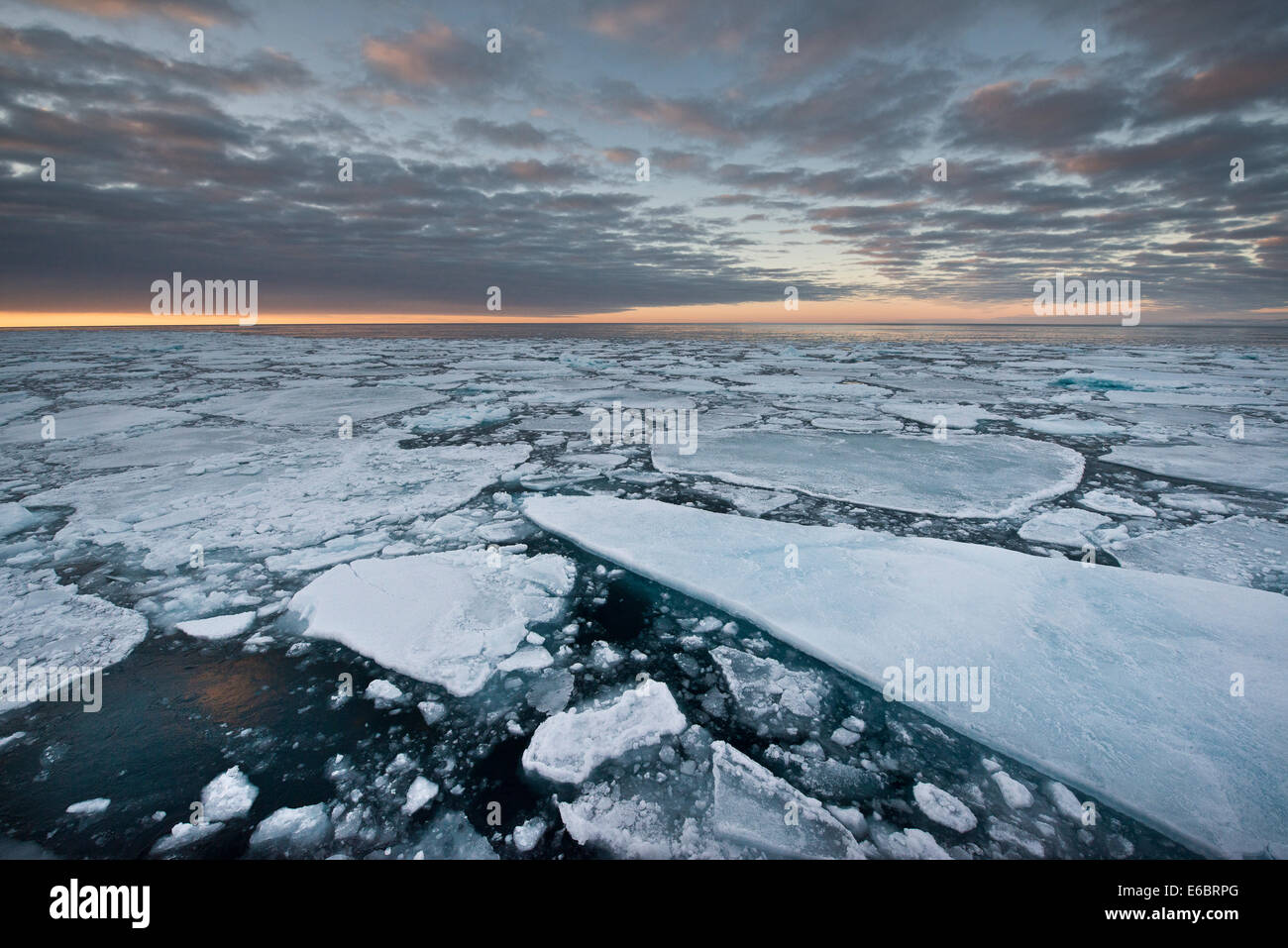 Les icebergs, la banquise, l'humeur du soir, l'océan Arctique, l'archipel du Svalbard, l'île de Spitsbergen, Svalbard et Jan Mayen (Norvège) Banque D'Images Les icebergs, la banquise, l'humeur du soir, l'océan Arctique, l'archipel du Svalbard, l'île de Spitsbergen, Svalbard et Jan Mayen (Norvège) Banque D'Images