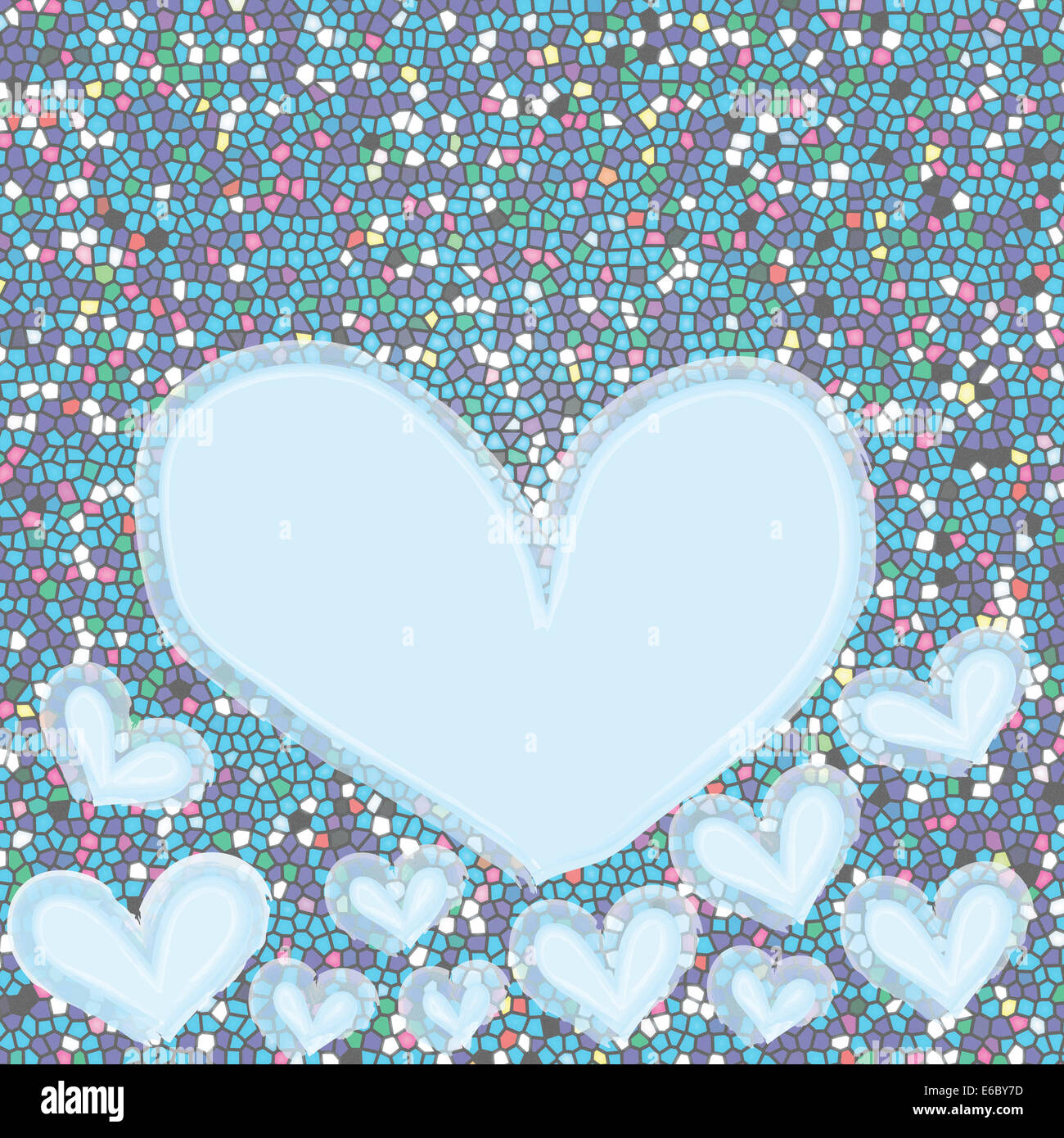 Coeur bleu abstrait sur un arrière-plan flou coloré Banque D'Images