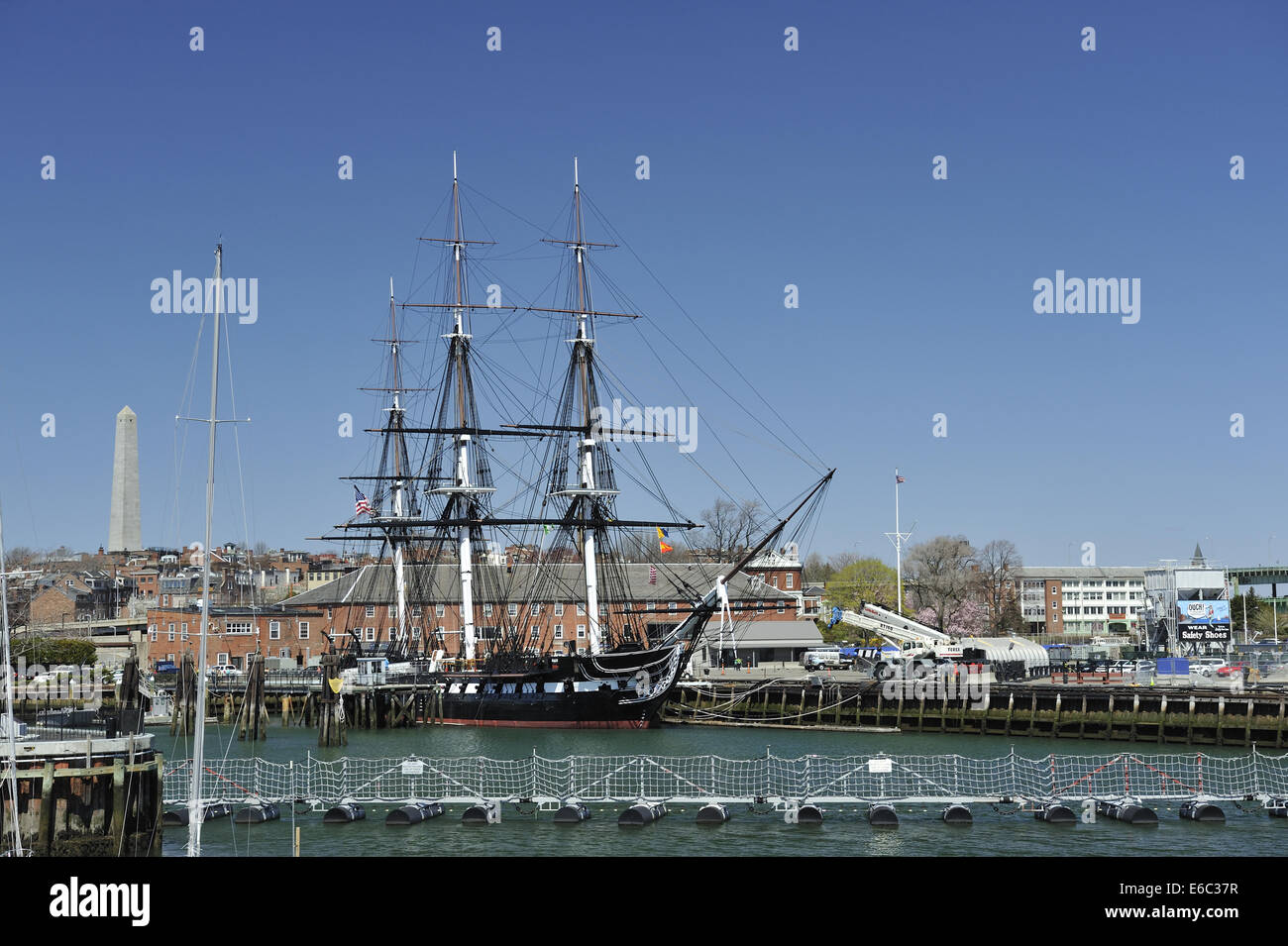 USS Constitution, aka Old Ironsides, accosté au Boston Navy Yard (anciennement le Charlestown Navy Yard), Boston, Massachusetts Banque D'Images