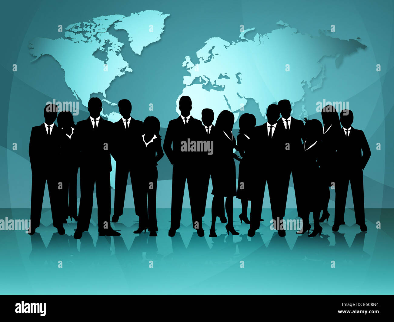 Les gens d'affaires représentant des Pays et ensemble de bureau Banque D'Images