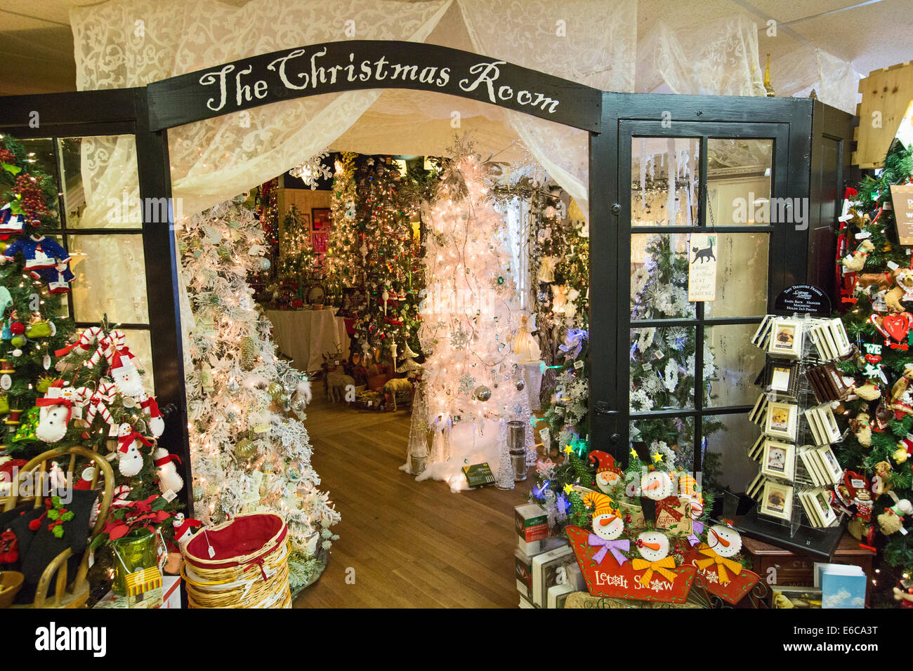 L'Amana, Iowa - La Chambre de Noël dans le magasin général à l'Amana anciennement Amana Colonies communal. Banque D'Images
