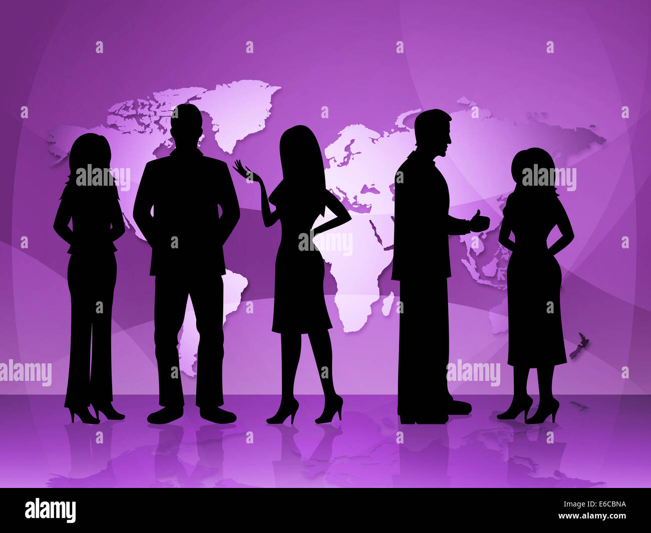 Carte du monde montrant un groupe de personnes et de l'équipe Entreprises Banque D'Images