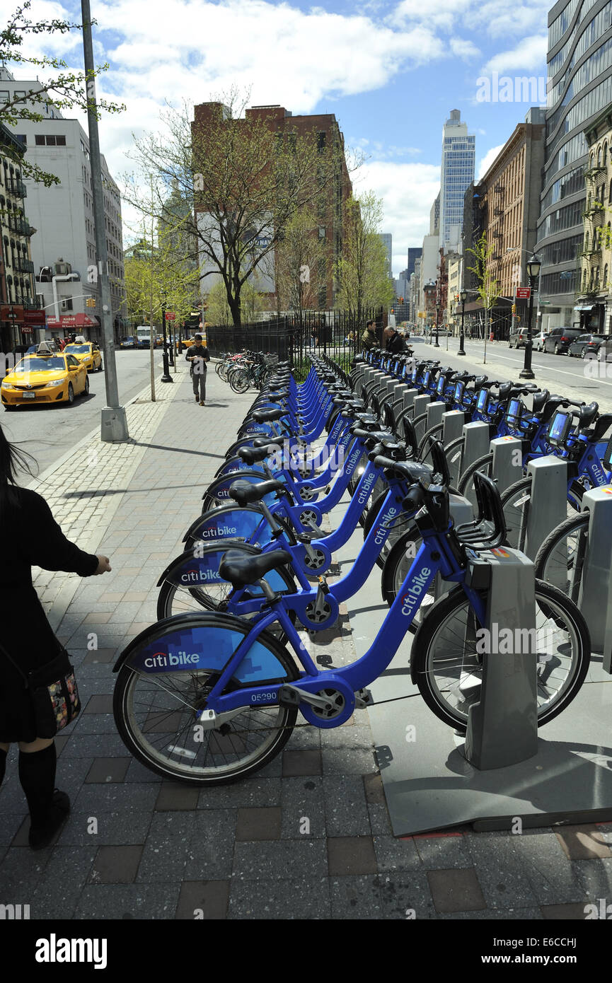 Le partage de vélo Citi, Manhattan, New York Banque D'Images