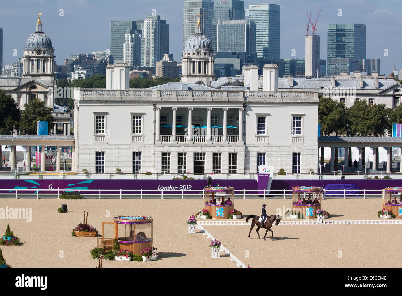 Les concours de dressage équestre dans le parc de Greenwich, au Jeux Paralympiques de Londres en 2012 Banque D'Images