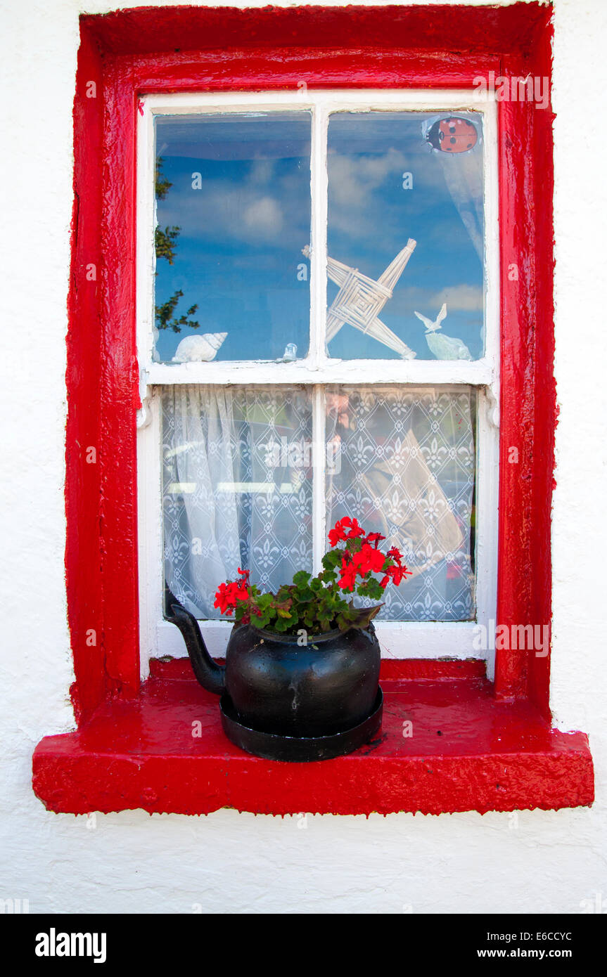 Fenêtre cottage irlandais Banque D'Images