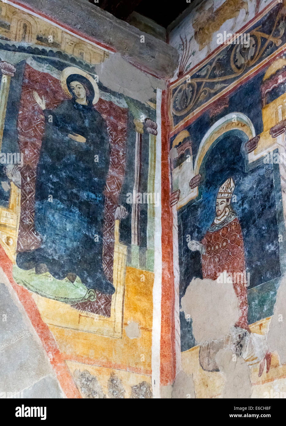 Fresques dans l'Aula della Curia (Bishop's Hall), la Piazza Vecchia, haute de Bergame, Lombardie, Italie Banque D'Images