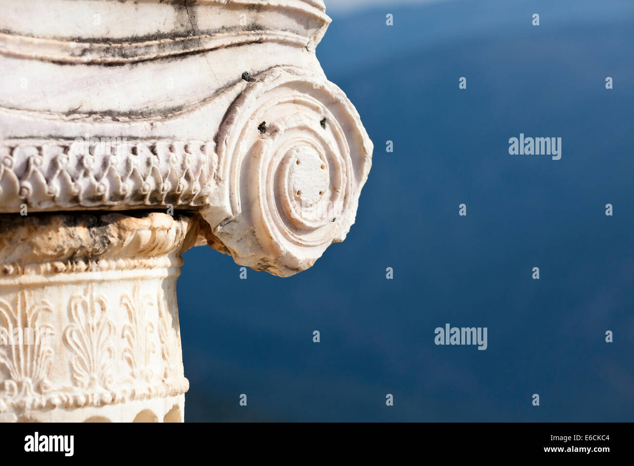 Détail d'une colonne grecque debout dans Delphi, Grèce Banque D'Images