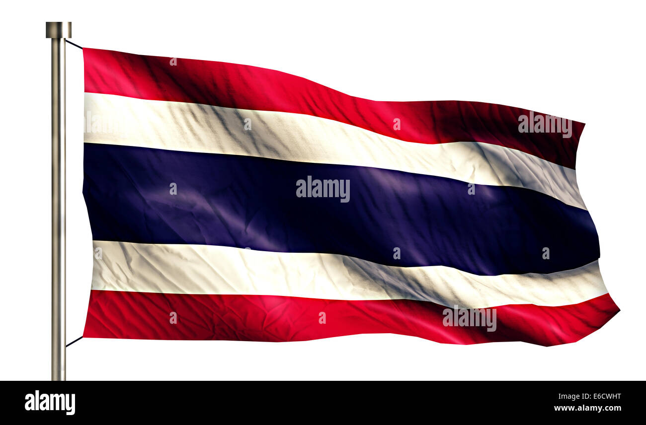 Drapeau national de la Thaïlande 3D isolé sur fond blanc Banque D'Images