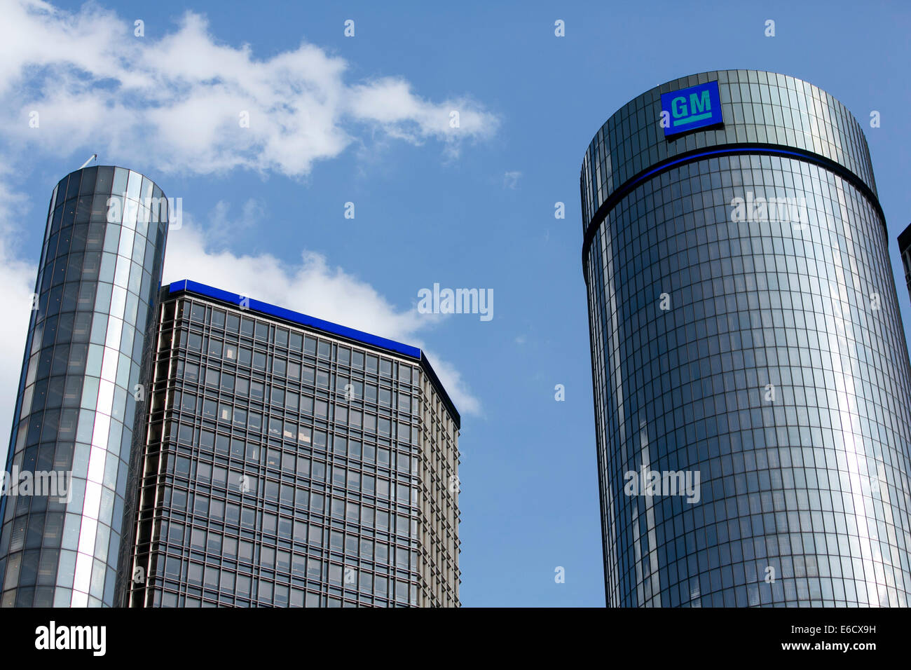 Le Renaissance Center, quartier général de General Motors (GM) à Detroit, Michigan. Banque D'Images