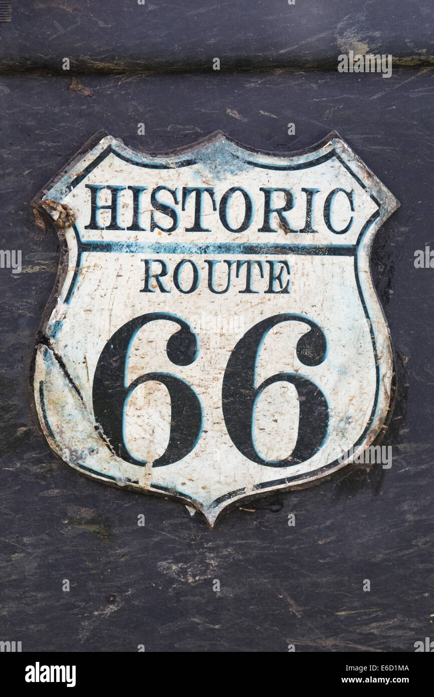 Route 66 panneaux pour la vente à un classique tous les American car show en Angleterre Banque D'Images