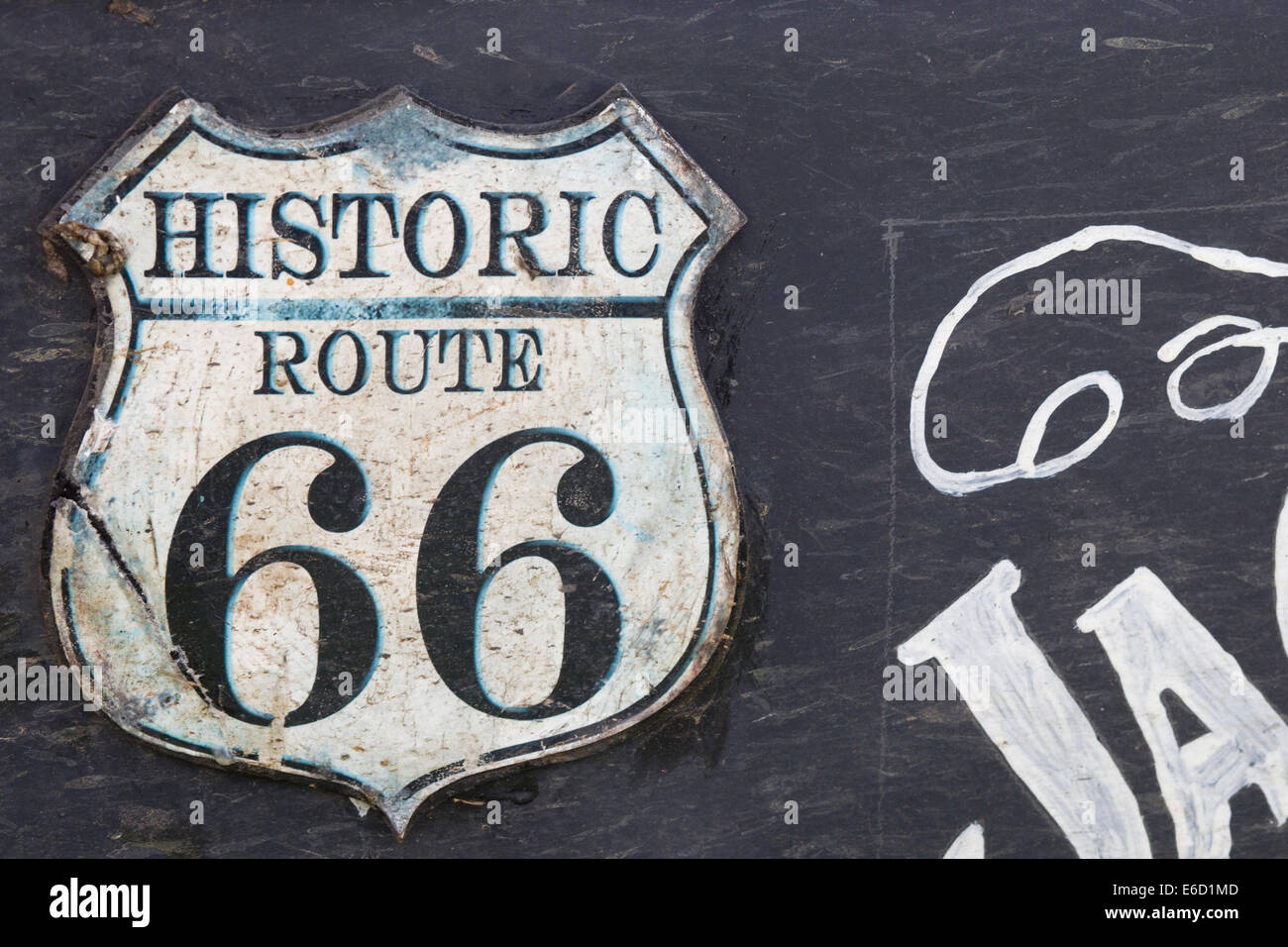 Route 66 panneaux pour la vente à un classique tous les American car show en Angleterre Banque D'Images