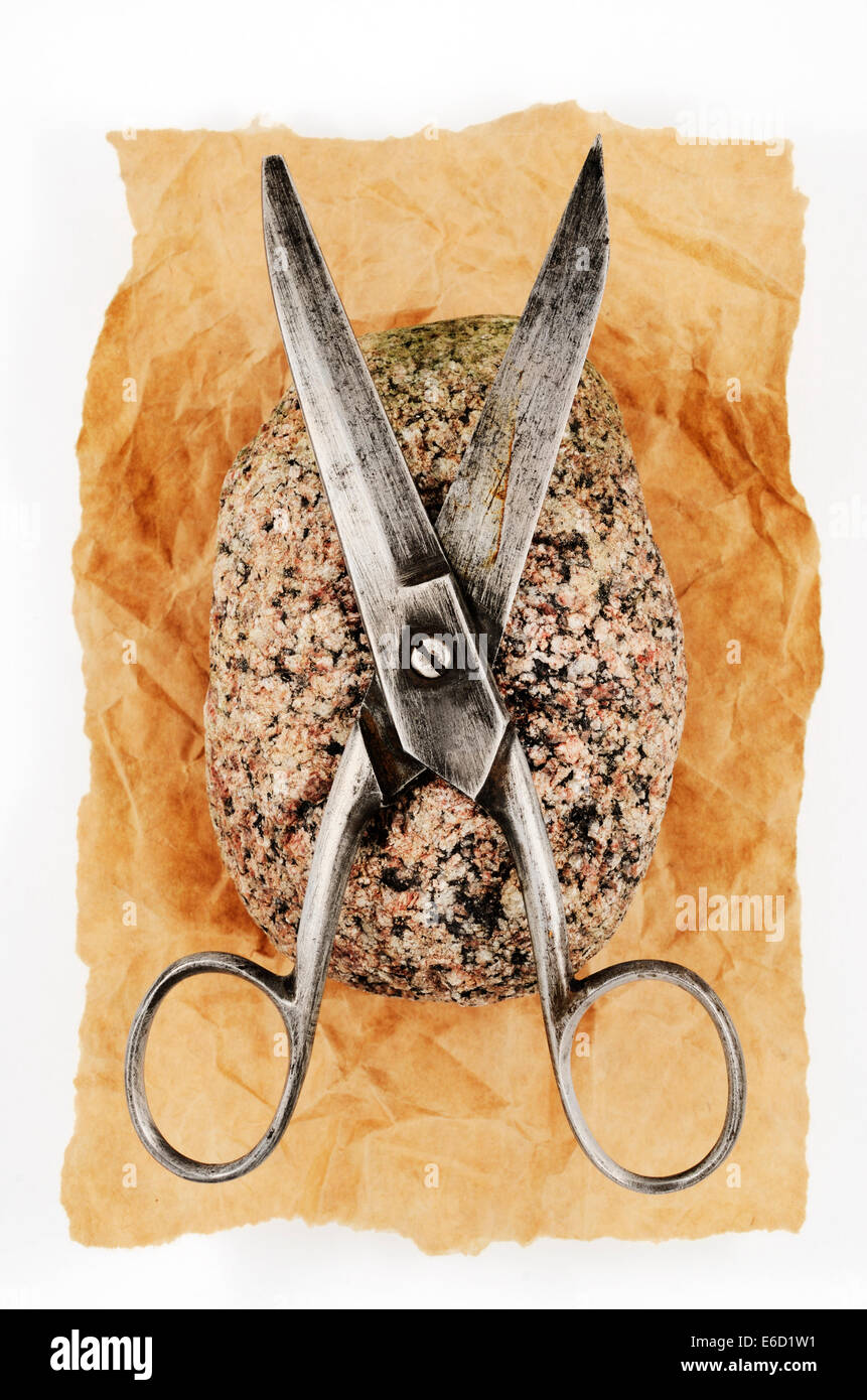 Pierre papier ciseaux, vintage et ancien jeu Banque D'Images