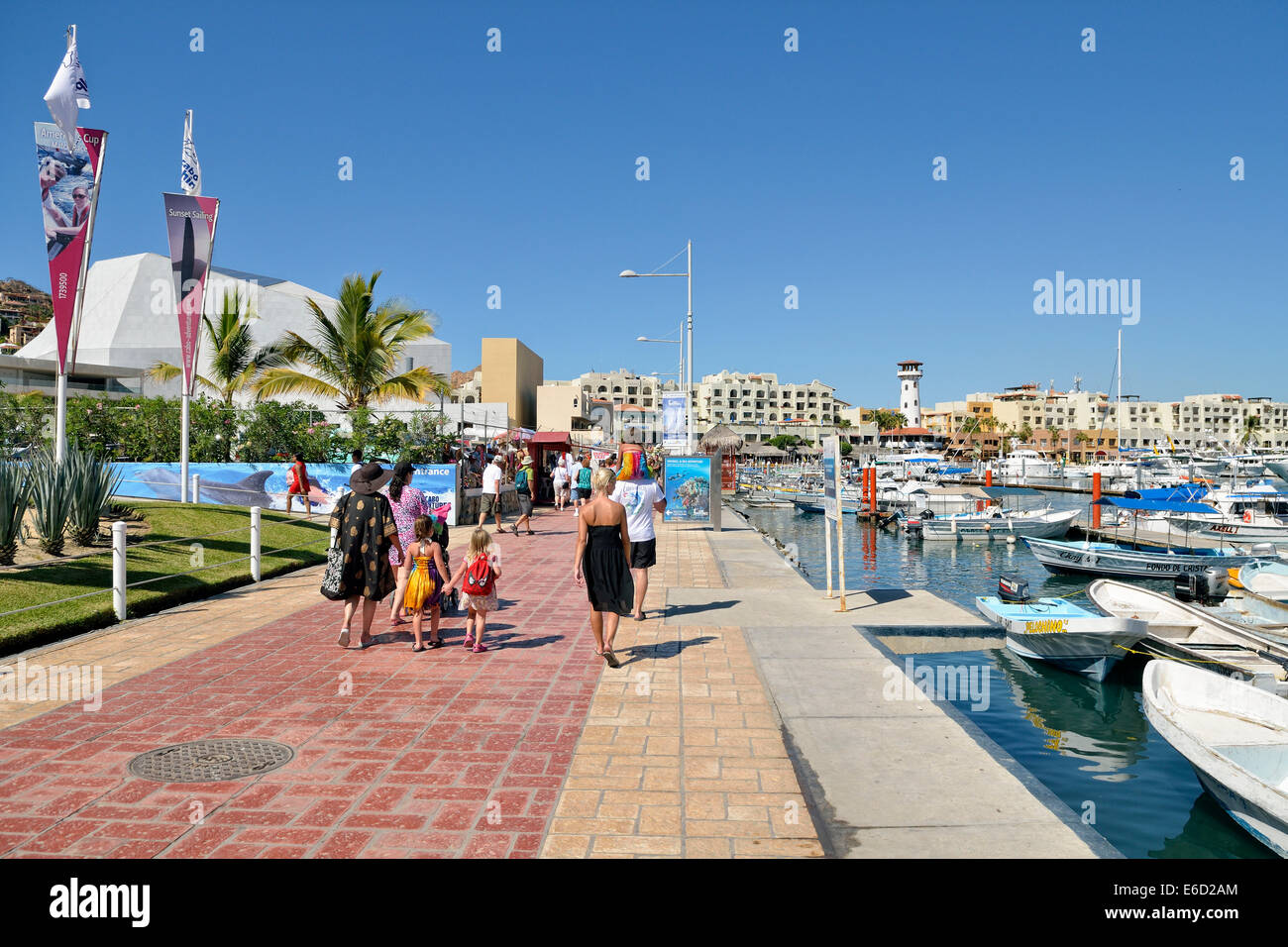 Promenade, marina, Cabo San Lucas, Baja California Sur, Mexique Banque D'Images