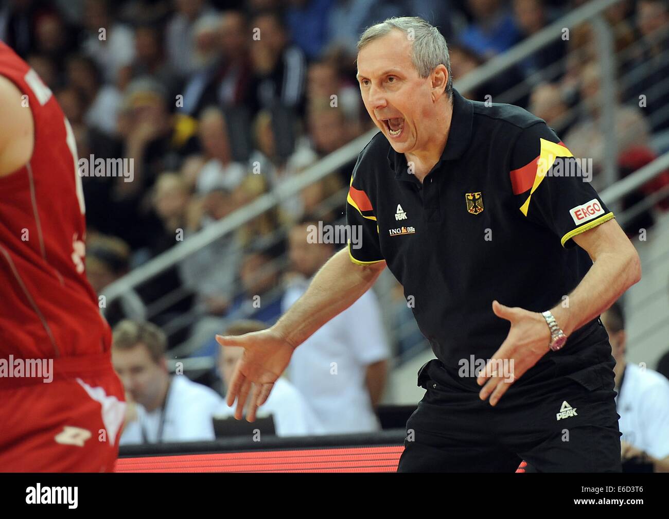 Bonn, Allemagne. 20e Août, 2014. L'entraîneur-chef de l'Allemagne au cours de l'Marco Koch championnats de basket-ball match de qualification entre l'allemand et la Pologne à la Telekom Dome à Bonn, Allemagne, 20 août 2014. Photo : HENNING KAISER/dpa/Alamy Live News Banque D'Images