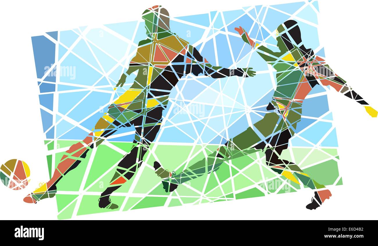 Vector illustration modifiable mosaïque colorée d'hommes jouant au football Illustration de Vecteur