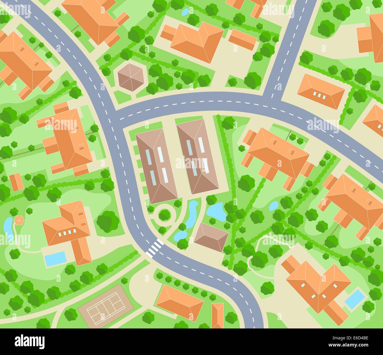 Carte vectorielle modifiable d'une zone résidentielle générique Illustration de Vecteur