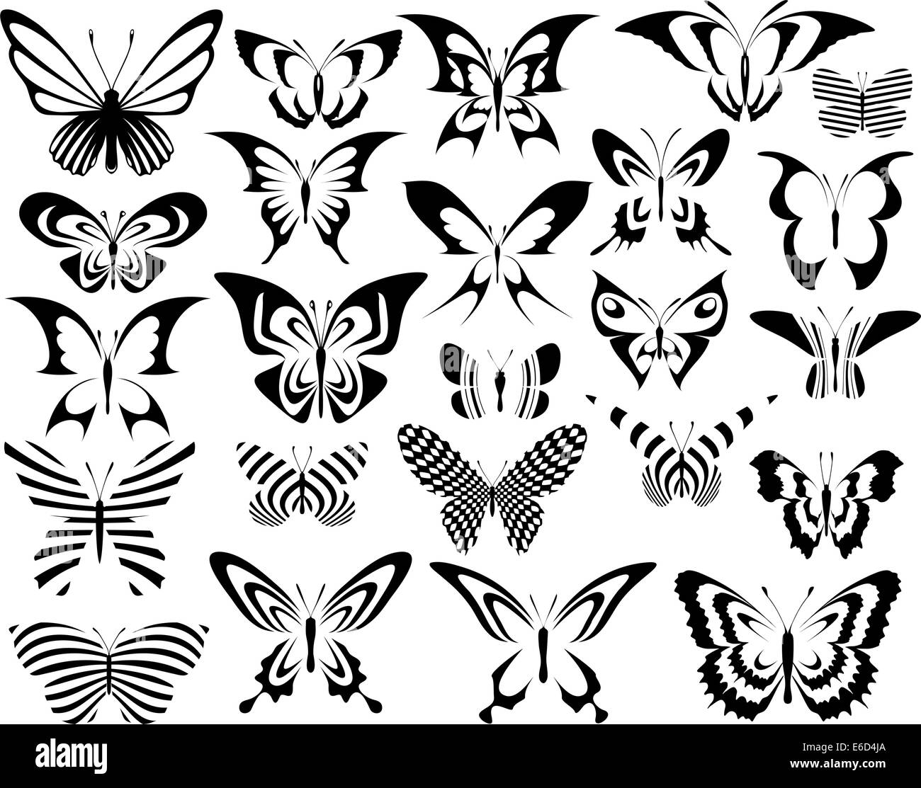 Ensemble de dessins vectoriels modifiables papillon générique Illustration de Vecteur
