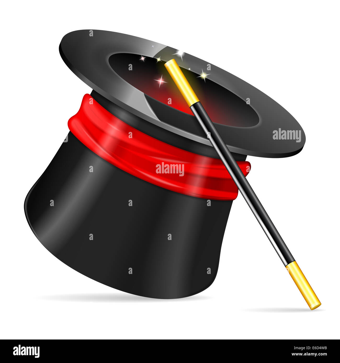 Magician Hat avec le Magicien Wand, icône isolé sur fond blanc Banque D'Images