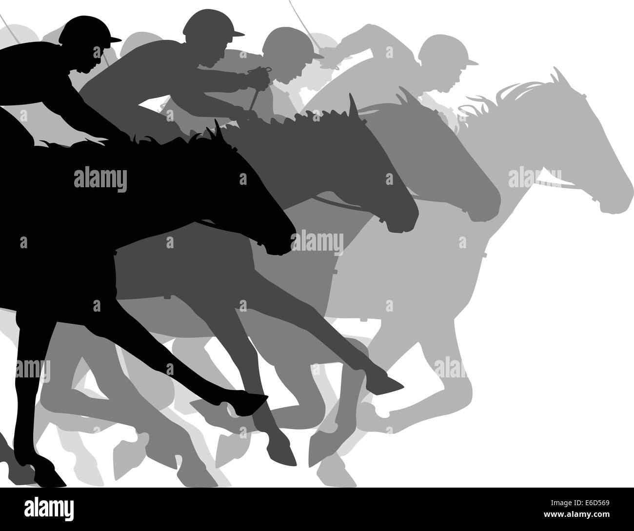 Des silhouettes d'un vecteur modifiable très proche course de chevaux Illustration de Vecteur