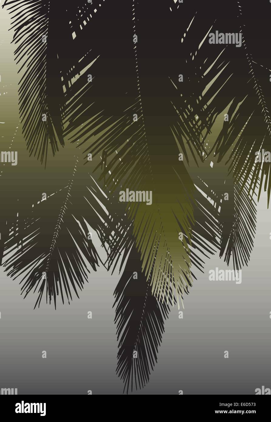 La pendaison de vecteur conception des feuilles de palmier cocotier Illustration de Vecteur