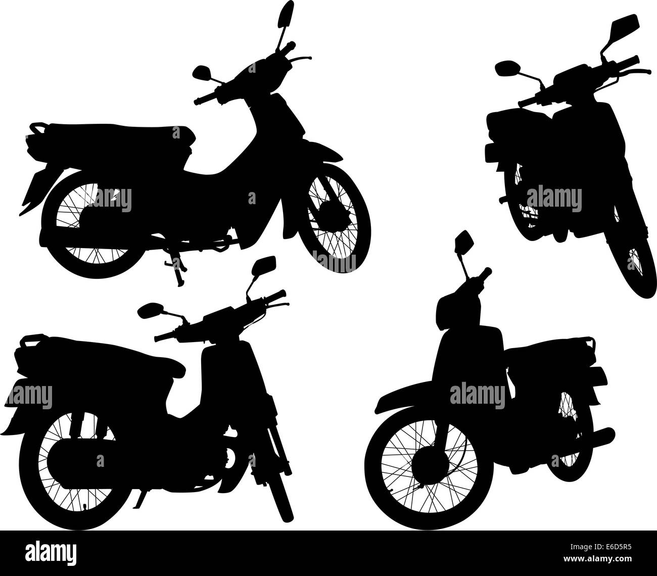 Jeu de silhouettes vecteur modifiable des scooters moto Illustration de Vecteur