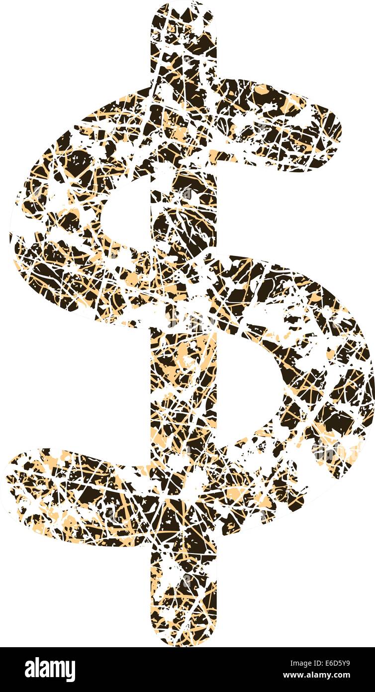 Conception d'un vecteur symbole dollar avec grunge corrosion Illustration de Vecteur