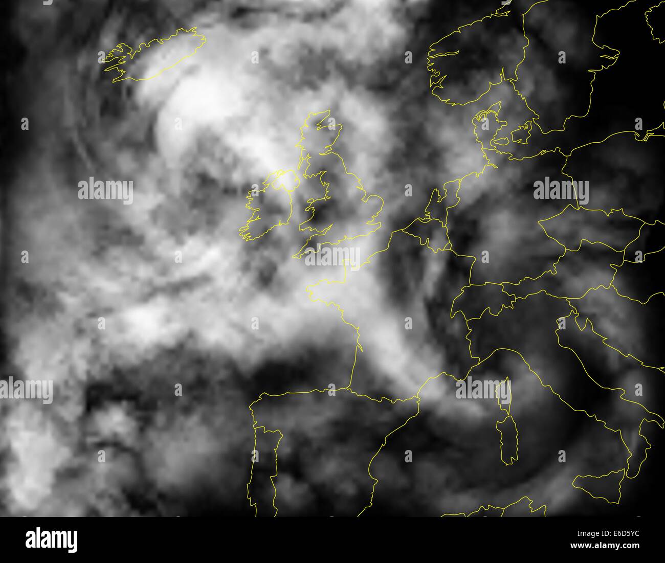 Illustration vectorielle modifiable d'une image satellite de la couverture nuageuse sur l'Europe à l'aide d'un gradient mesh de rendu cloud Illustration de Vecteur