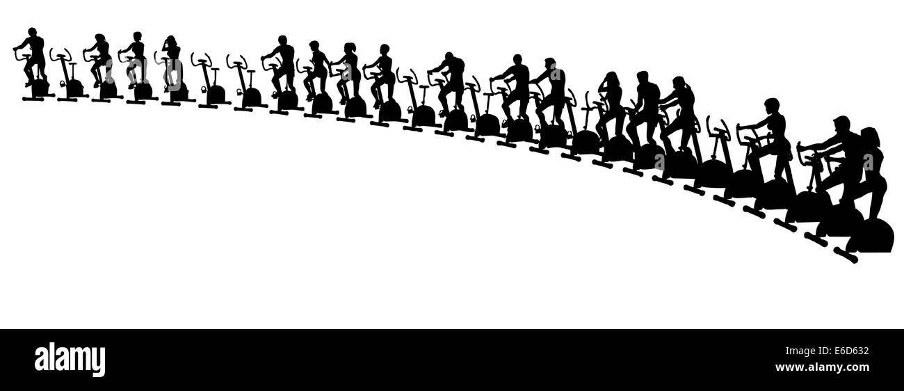 Illustration vectorielle modifiable de personnes utilisant des vélos d'exercice Illustration de Vecteur