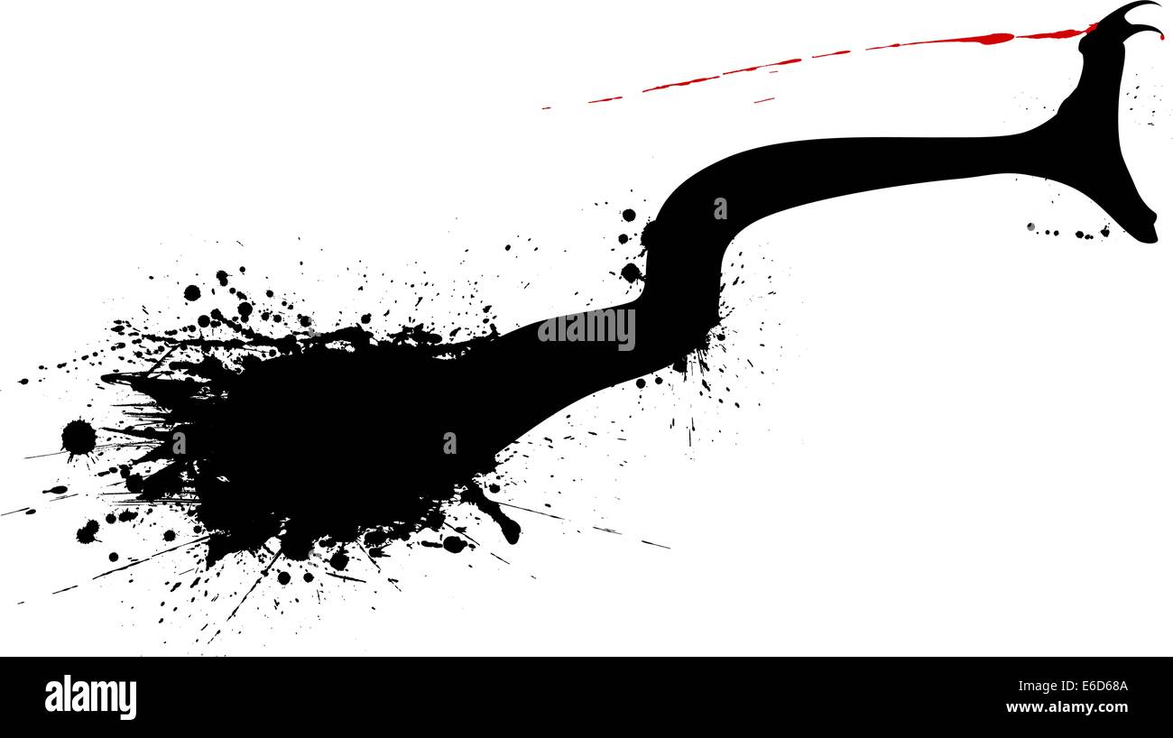 Grunge vectoriel éditable silhouette d'un serpent en grève Illustration de Vecteur