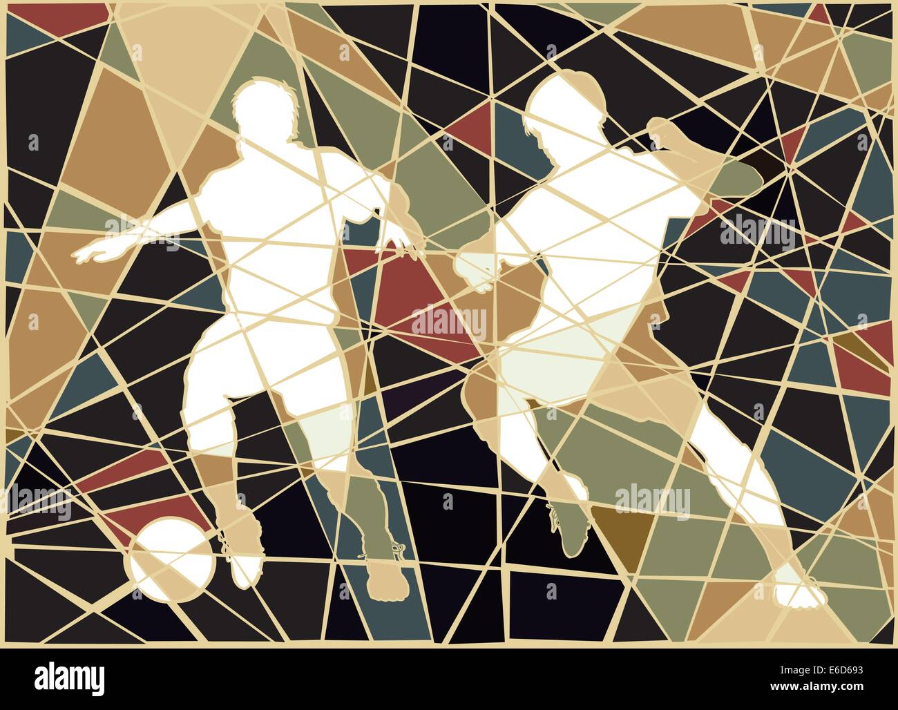 Vector illustration modifiable mosaïque colorée de deux hommes jouant au football Illustration de Vecteur