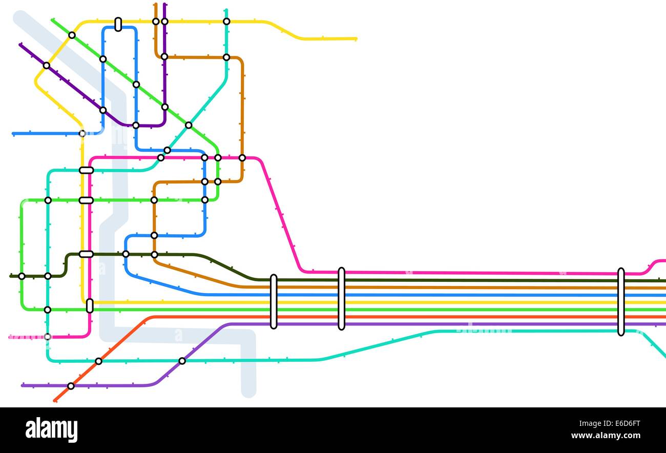 Carte vectorielle modifiable d'un système de métro générique with copy space Illustration de Vecteur