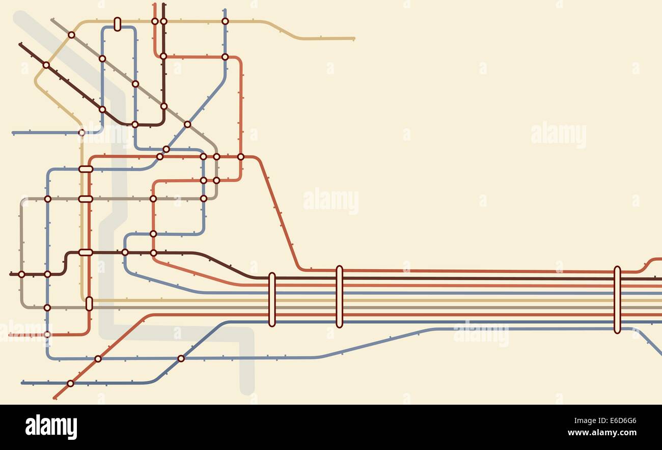 Carte vectorielle modifiable d'un système de métro générique with copy space Illustration de Vecteur