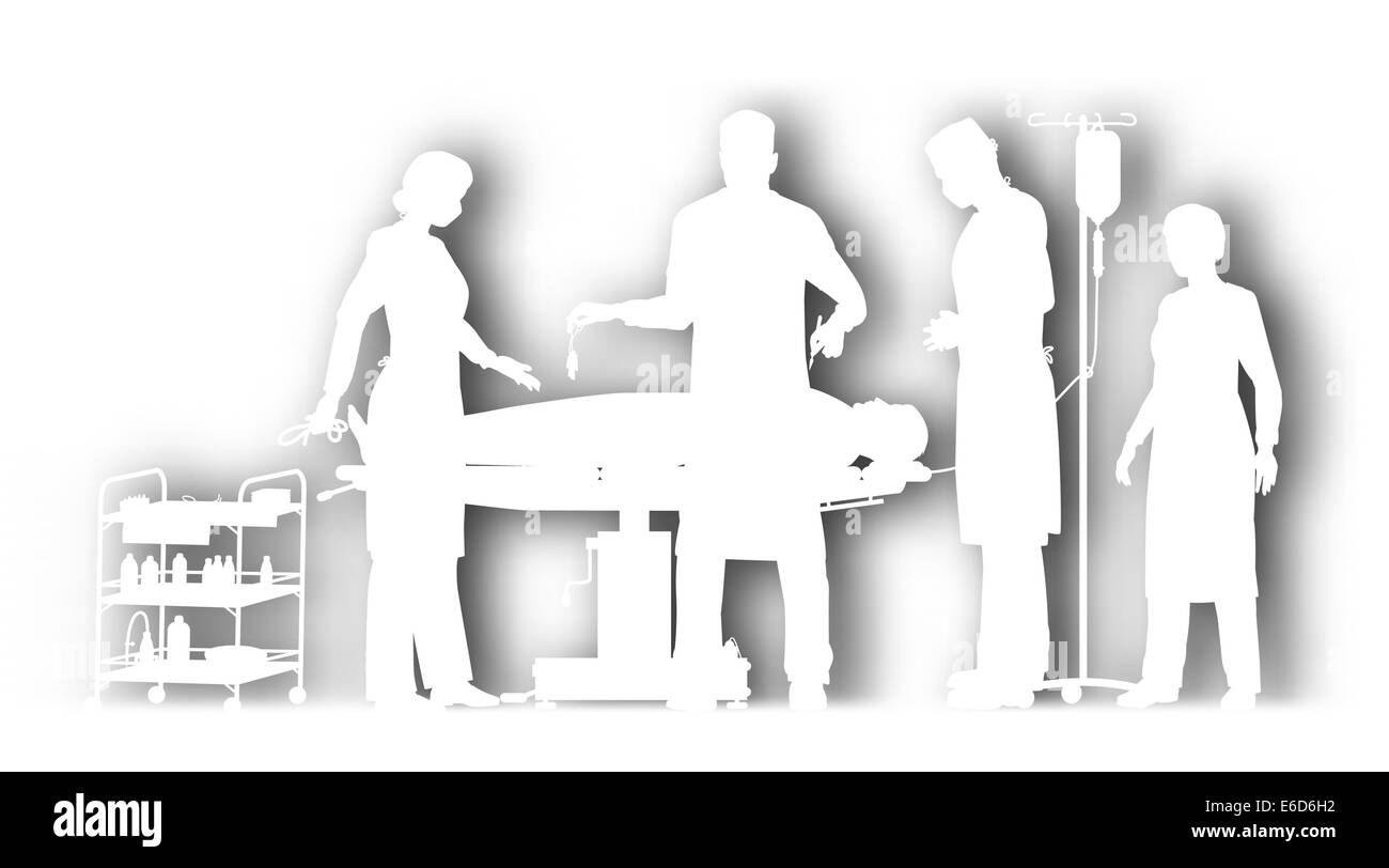 Vector illustration de découpe modifiable la chirurgie dans une salle d'opération avec l'ombre de fond effectués à l'aide d'un gradient mesh Illustration de Vecteur