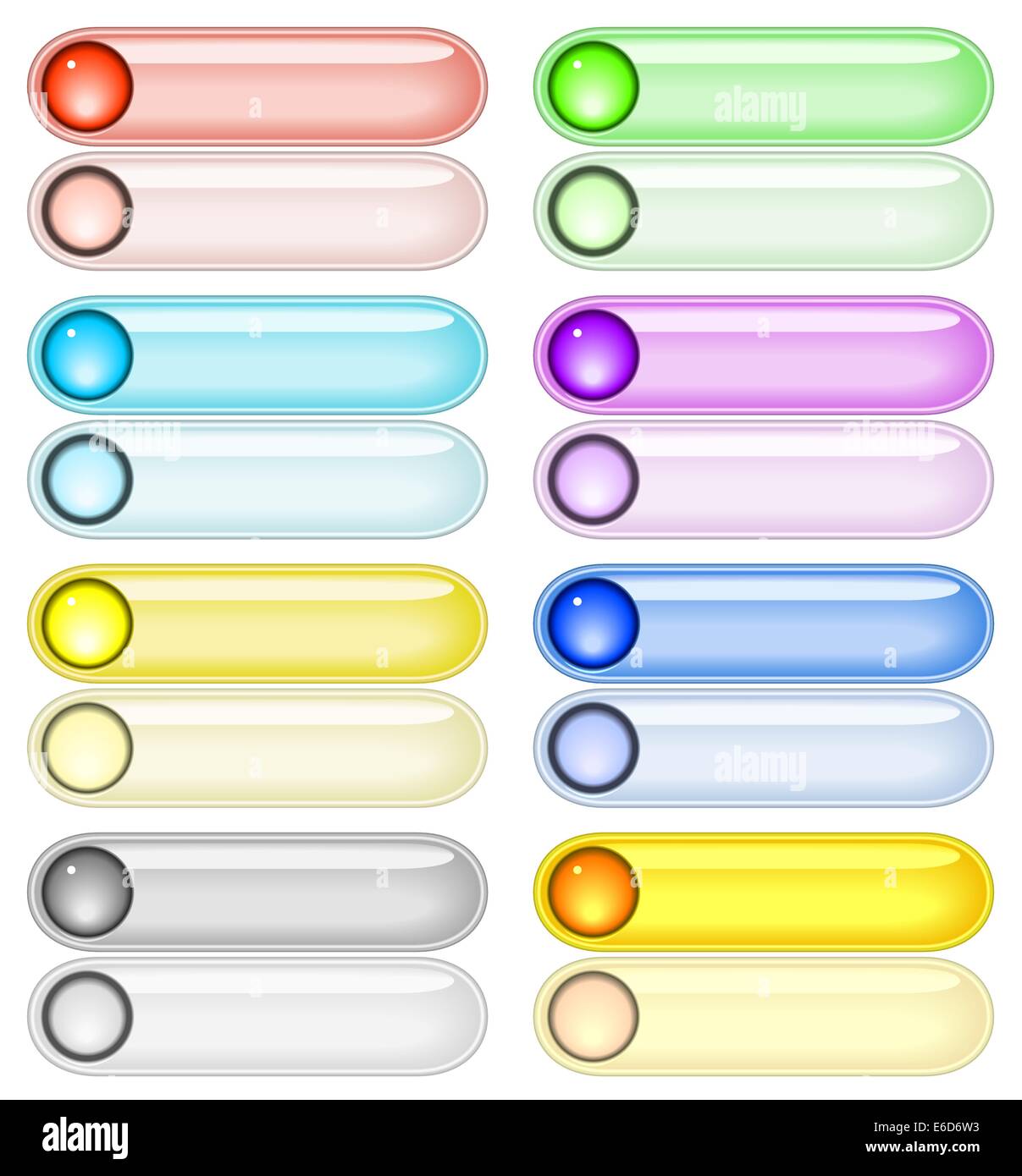 Ensemble de boutons web vecteur modifiable par paires de couleurs pâles et lumineuses pour les Illustration de Vecteur