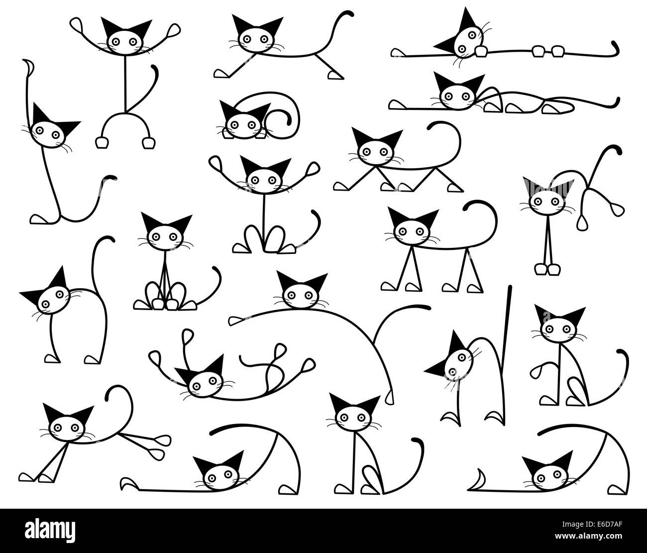 Collection de dessins vectoriels modifiables dans diverses positions cat Illustration de Vecteur