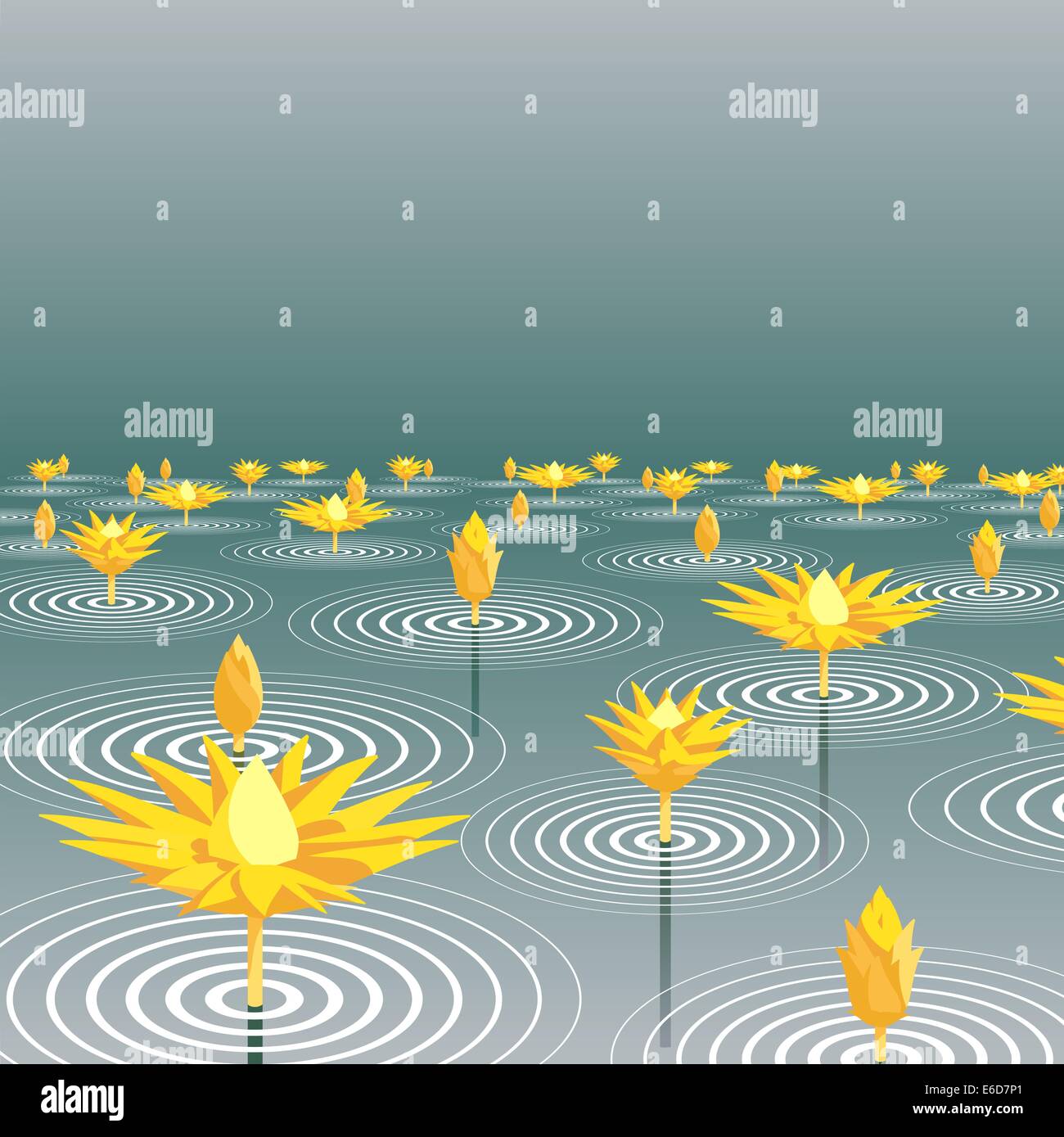 Illustration vectorielle modifiable de fleurs de lotus émergeant d'un lac Illustration de Vecteur