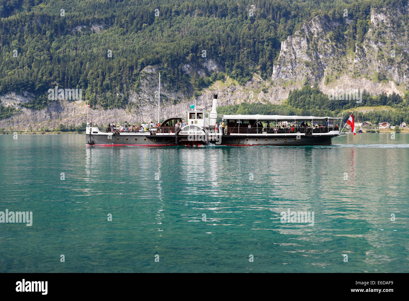 L'Autriche, Salzkammergut, Salzburg, l'état de vue paddlesteamer Kaiser Franz Josef à lac Wolfgangsee Banque D'Images