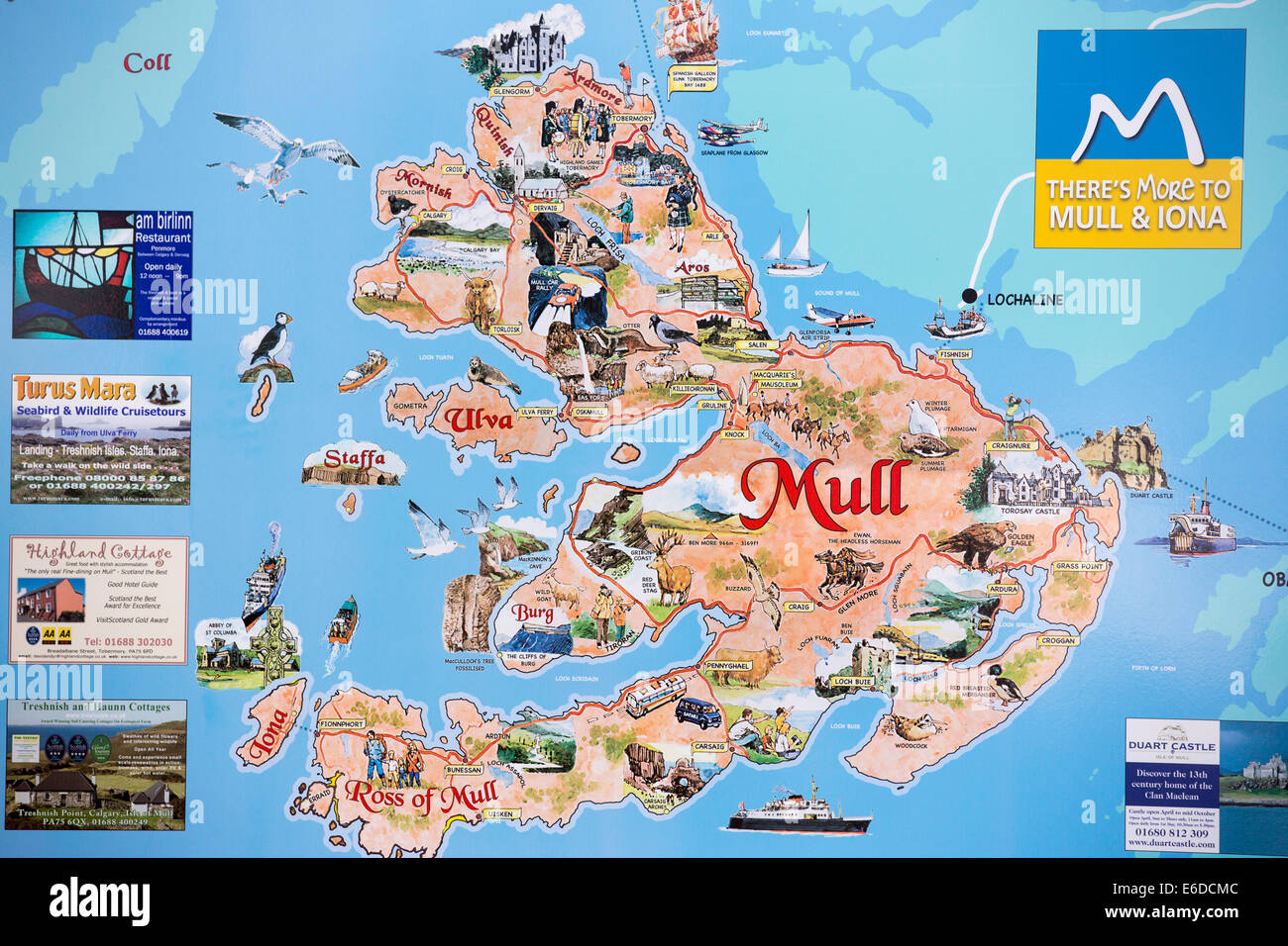 Une carte de l'Isle of Mull, Scotland, UK. Banque D'Images