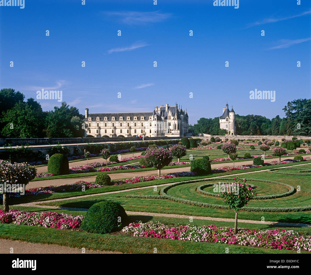 Jardin de Diane de Poitiers Chateaux Chenonceau Loire Valley France Banque D'Images