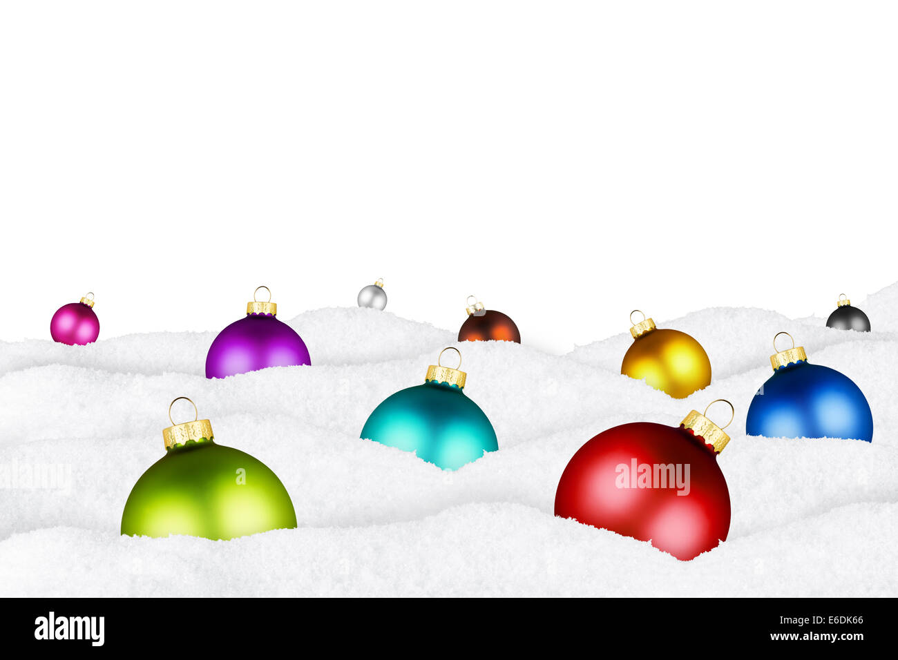 Lot de boules de noël in front of white background Banque D'Images