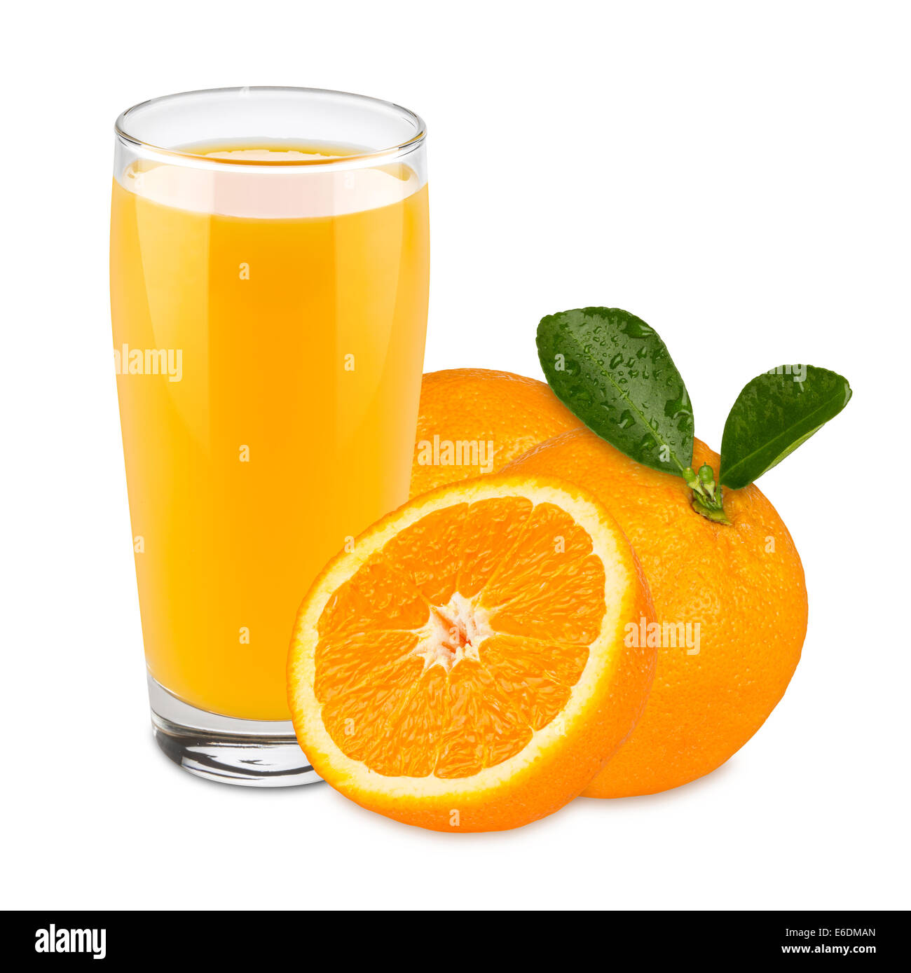 Verre de jus d'orange avec des fruits Banque D'Images