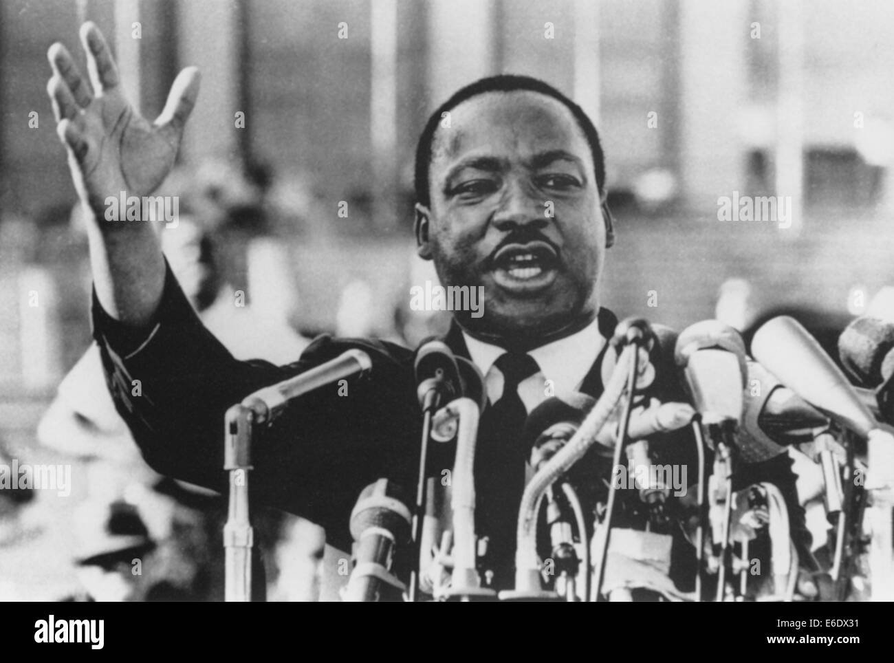 Martin Luther King, Jr., Close-Up pendant le discours, vers 1960 Banque D'Images