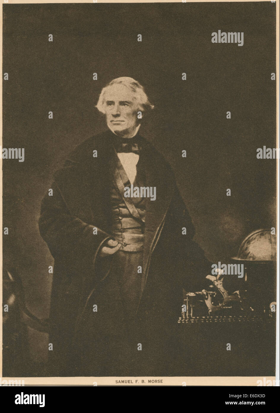 Samuel F. B. Morse, Portrait avec main sur Telegraph, vers 1845 Banque D'Images