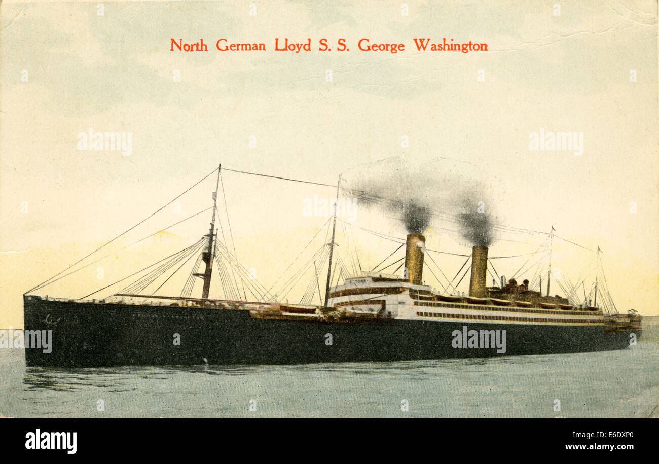 L'Allemand du Nord Lloyd S. S. George Washington, carte postale, vers 1910 Banque D'Images