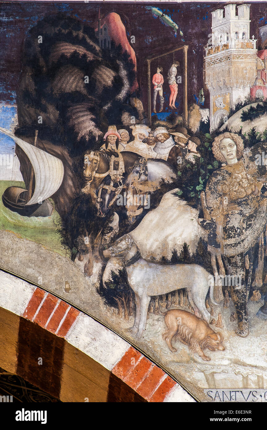 Italie Vénétie Vérone Ste Anastasie église . Pellegrini Chapelle fresque de Pisanello St George et la Princesse 1433 - 1438 Banque D'Images