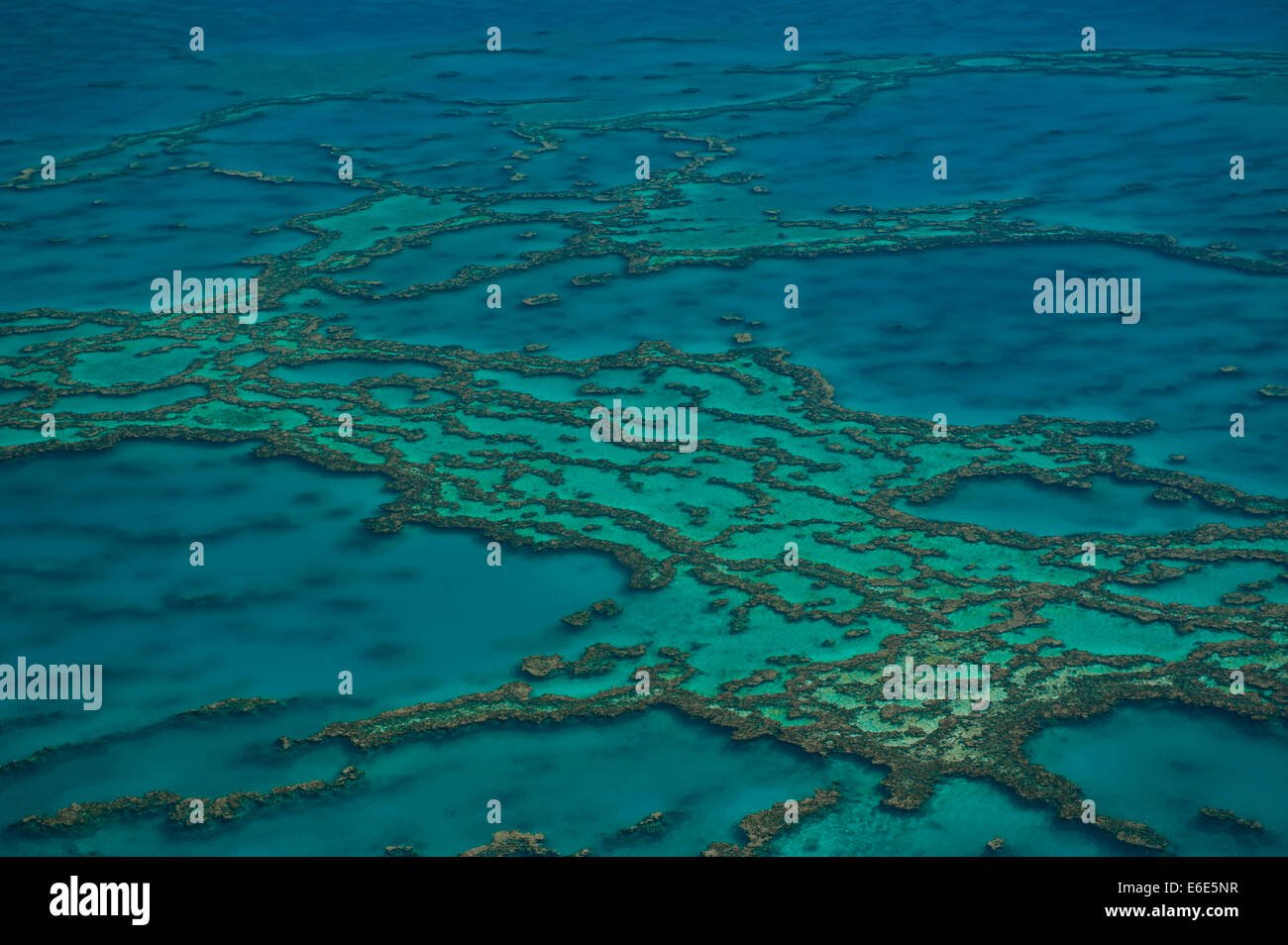 Vue aérienne de la Grande Barrière de Corail, site du patrimoine mondial de l'UNESCO, Queensland, Australie Banque D'Images