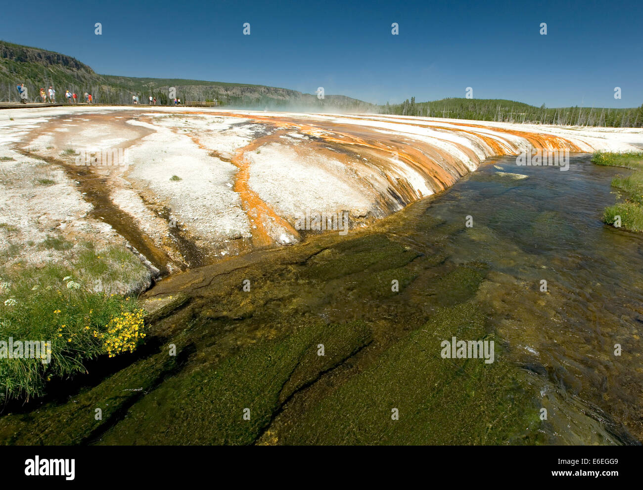 Rivière à Midway geyser Basin, Parc National de Yellowstone, Wyoming, USA Banque D'Images
